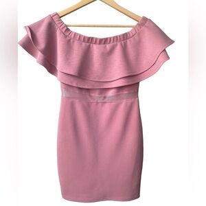 Windsor Bodycon Off Shoulder Pink Ruffle‎ Mini Dress Size all